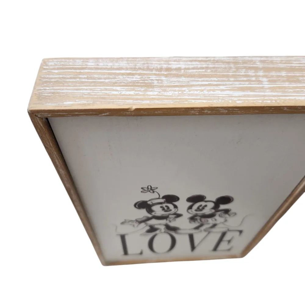 Disney Mickey and Minnie Mouse Love‎  Framed Wood Wall Home Art Decor Vintage